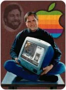 Steve Jobs sosteniendo una Macintosh