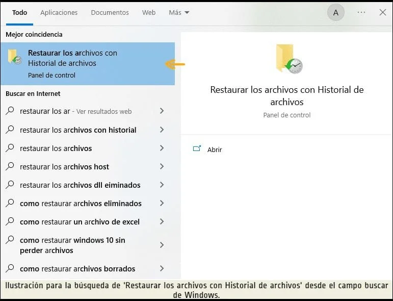 Restaurar los archivos con historial de archivos