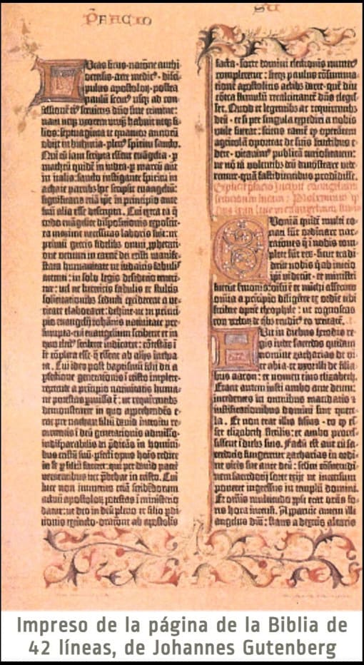 Impreso de la página de la Biblia de 42 líneas