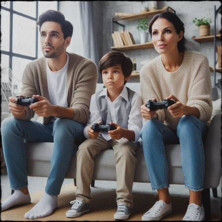 Niño jugando con sus padres